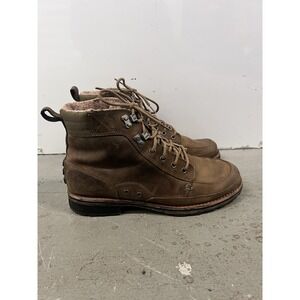 Sorel Men's 10.5 Shearling Lined Leather Winter‎ Boots NM1932 Brown Lace-Up